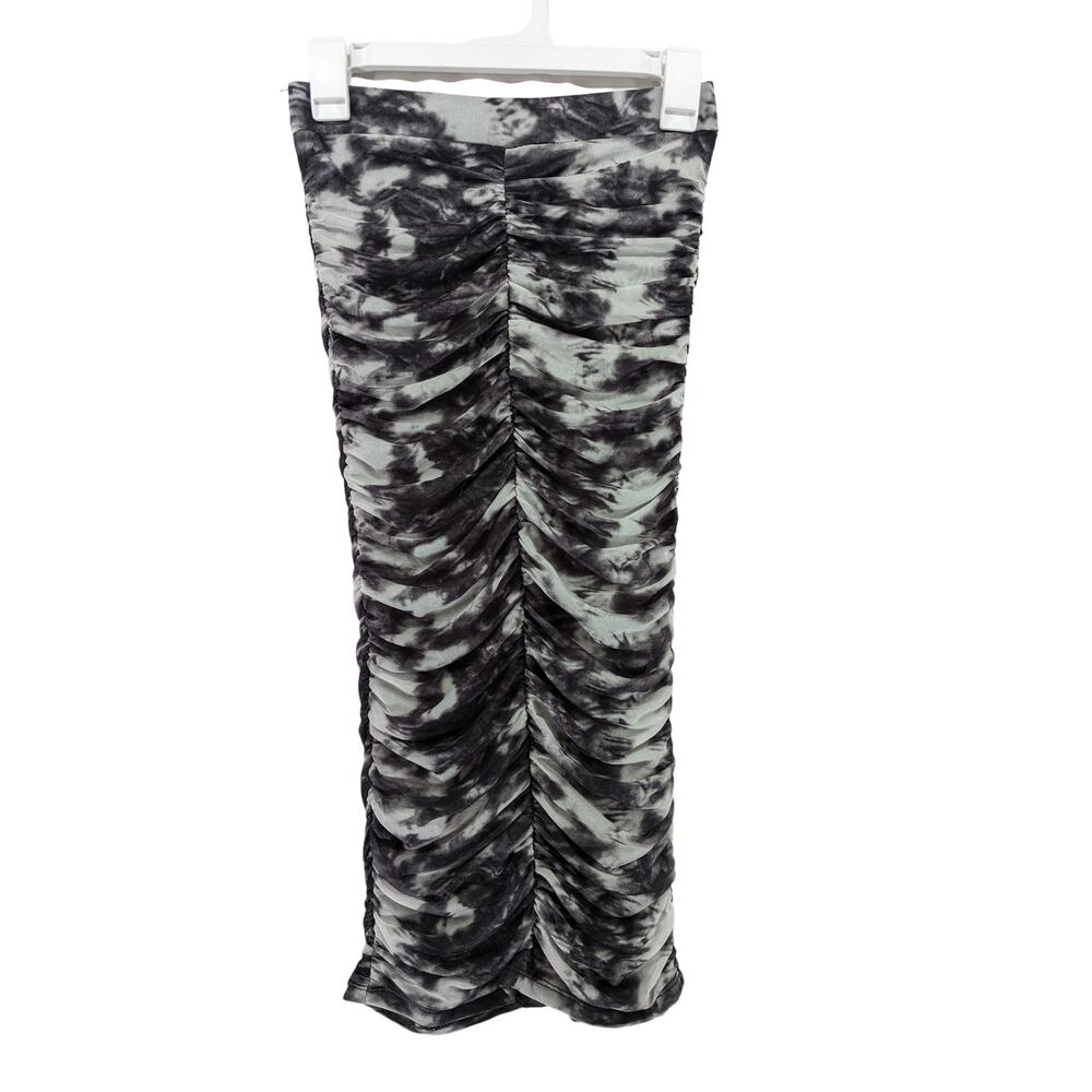 Fashion Nova Bodycon Skirt S Black White Tie Dye Stretchy Fitted Festival Lined